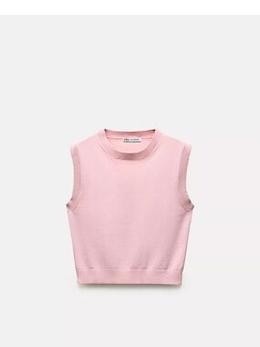 Zara Sleeveless Knit Tank Top in Light Pink